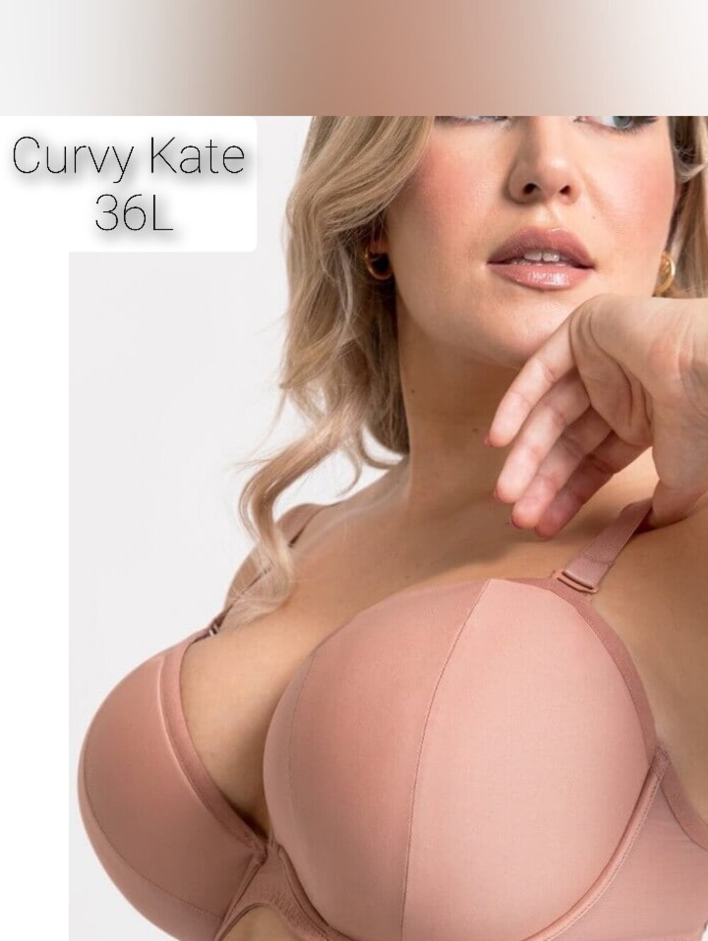 36L Curvy Kate Luxe Strapless Multiway Plunge Bra Nude Beige highly supportive
